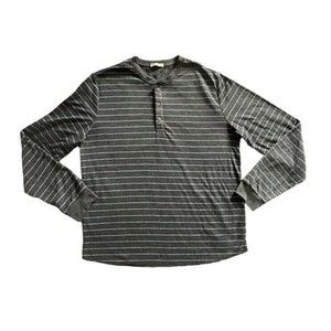 Marine Layer Men's Large Blue Striped Henley Long Sleeve Stretch Made in USA